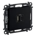 LEGRAND - Valena Life 2xUSB Typ A+C 2-modulig 3A Farbe: Schwarz