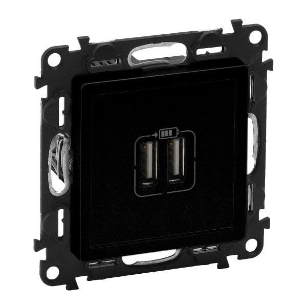 LEGRAND - Valena Life 2xUSB Typ A Ladedose 2400mA Farbe: Schwarz