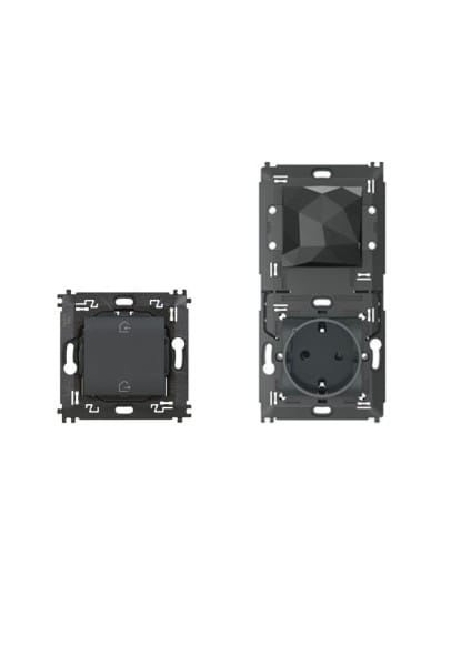 BTICINO - Gateway + Steckdose und Masterswitch LivingLight with Netatmo, Farbe: Anthrazit