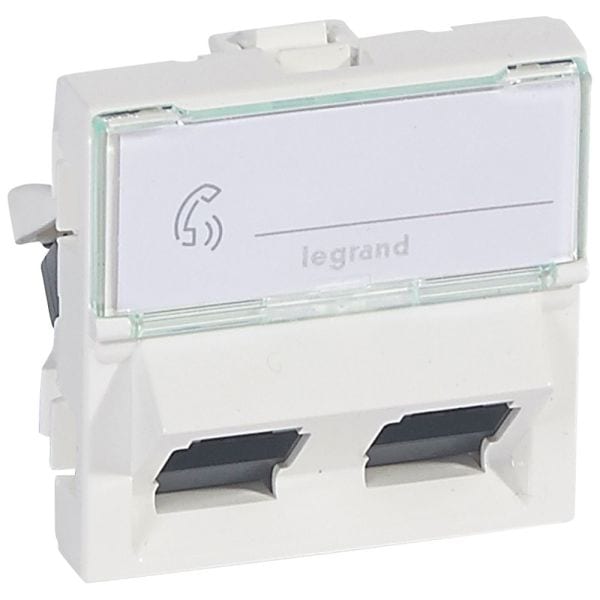 LEGRAND - Mosaic 2-fach RJ45, 45° Kat 6, UTP, 2-modulig, Farbe: Ultraweiß
