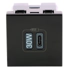 LEGRAND - Mosaic USB Typ-C Ladesteckdose 2-modulig, Ladeleistung 30 W Farbe: Schwarz