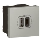 LEGRAND - Mosaic USB Typ-A+C LINK Ladesteckdose 2-modulig, Ladestrom 3 A Farbe: Aluminium