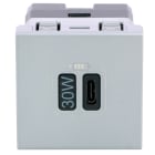 LEGRAND - Mosaic USB Typ-C Ladesteckdose 2-modulig, Ladeleistung 30 W Farbe: Aluminium