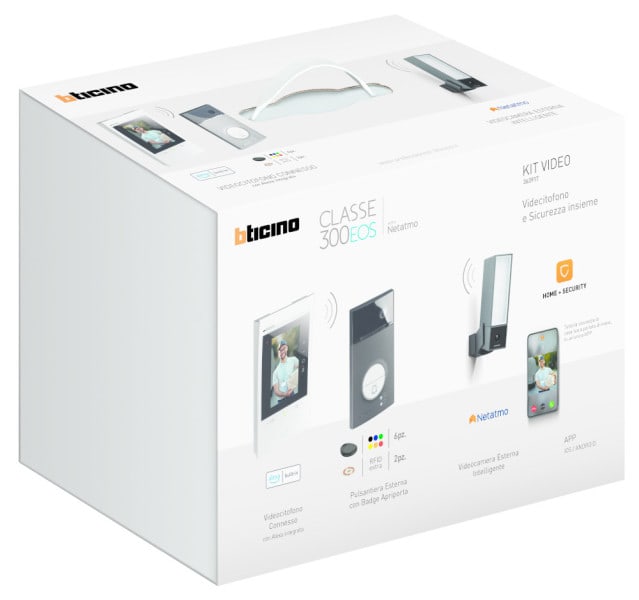 BTICINO - Flex'ONE Video-Set mit LINEA3000 Black, CLASSE 300EOS und Netatmo-Kamera