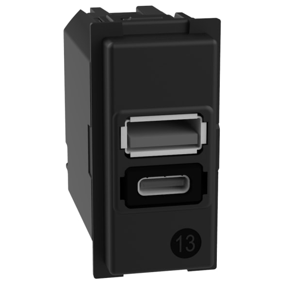 BTICINO - LivingNow USB-Ladesteckdose 1-modulig mit 1x USB-A und 1x USB-C