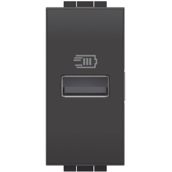 BTICINO - LivingLight USB-Ladesteckdose 1-modulig mit 1x USB-A in der Farbe anthrazit