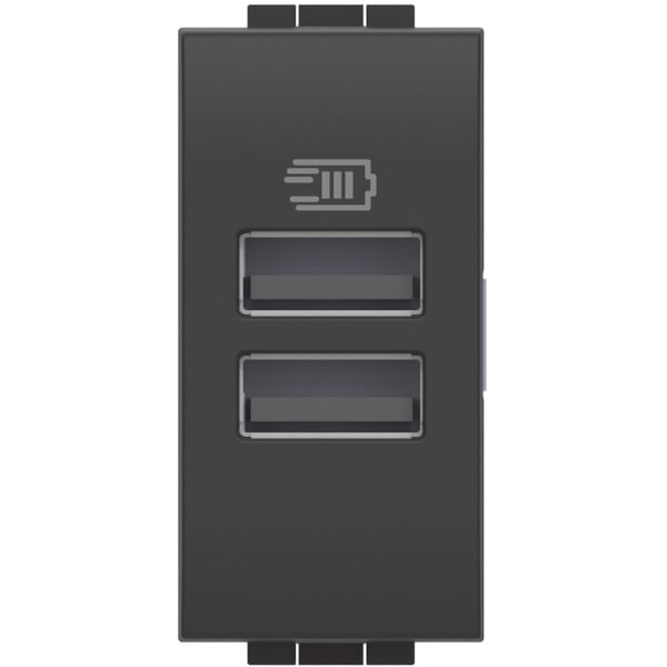 BTICINO - LivingLight USB-Ladesteckdose 1-modulig mit 2x USB-A in der Farbe anthrazit