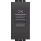 BTICINO - LivingLight USB-Ladesteckdose 1-modulig mit 2x USB-A in der Farbe anthrazit