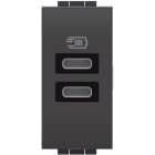 BTICINO - LivingLight USB-Ladesteckdose 1-modulig mit 2x USB-C in der Farbe anthrazit