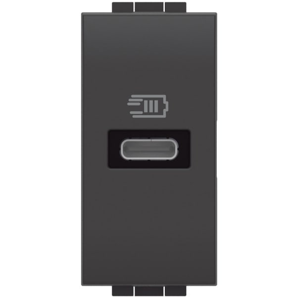 BTICINO - LivingLight USB-Ladesteckdose 1-modulig mit 1x USB-C in der Farbe anthrazit