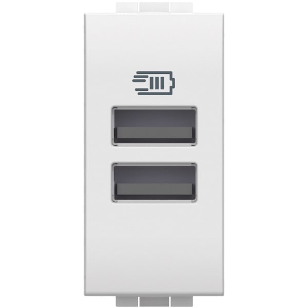 BTICINO - LivingLight USB-Ladesteckdose 1-modulig mit 2x USB-A in der Farbe Weiß