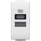BTICINO - LivingLight USB-Ladesteckdose 1 Modul mit 1x USB-A und 1x USB-C, Farbe Weiß
