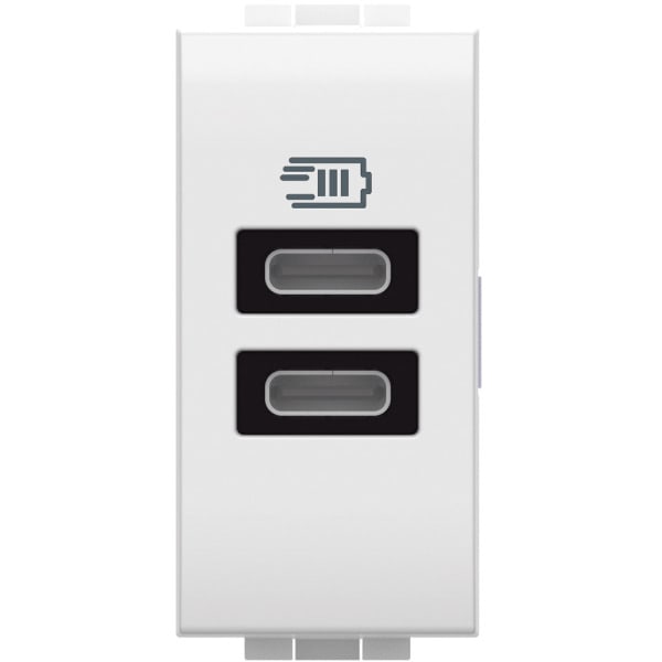 BTICINO - LivingLight USB-Ladesteckdose 1-modulig mit 2x USB-C in der Farbe Weiß