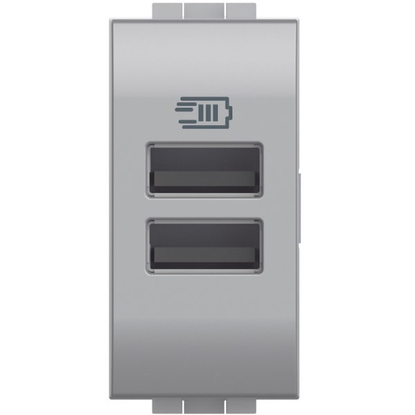 BTICINO - LivingLight USB-Ladesteckdose 1-modulig mit 2x USB-A in der Farbe Tech