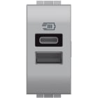 BTICINO - LivingLight USB-Ladesteckdose 1 Modul mit 1x USB-A und 1x USB-C, Farbe Tech