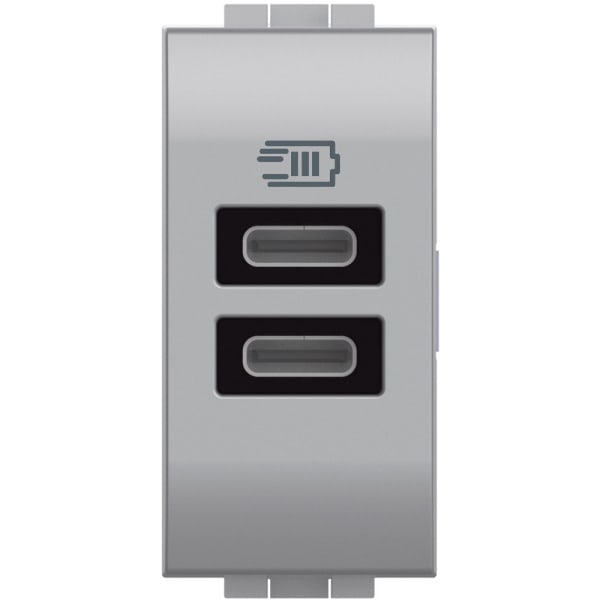 BTICINO - LivingLight USB-Ladesteckdose 1-modulig mit 2x USB-C in der Farbe Tech