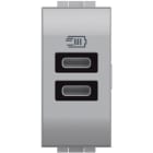 BTICINO - LivingLight USB-Ladesteckdose 1-modulig mit 2x USB-C in der Farbe Tech