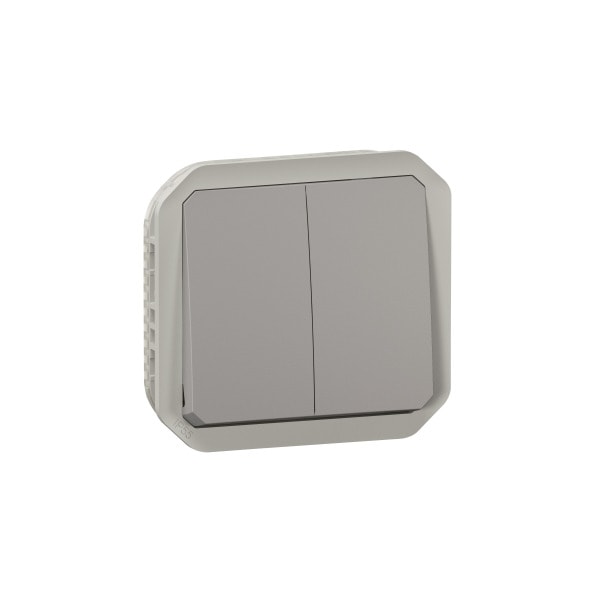 LEGRAND - Plexo New Einsatz Doppelwechselschalter 10AX/Taster 10A, SL , IP55, IK08, Grau