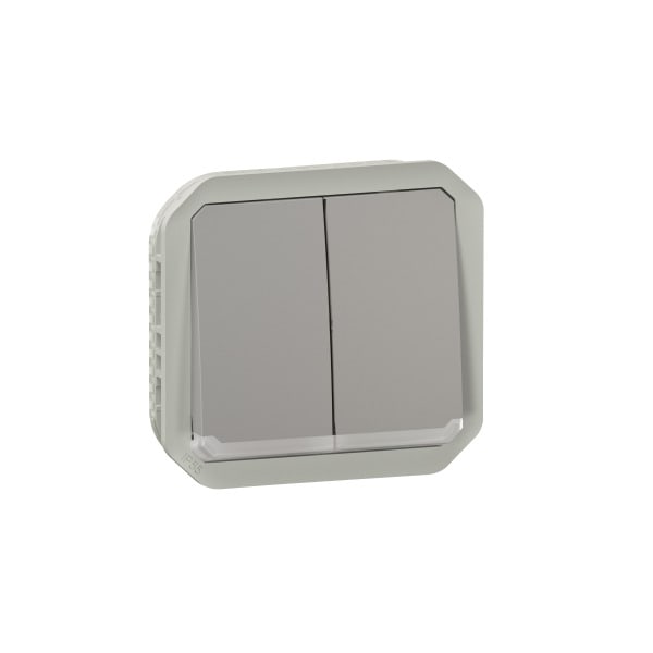LEGRAND - Plexo New Einsatz Doppelwechselschal 10AX/Taster bel 10A, SL,IP55, IK08, Grau