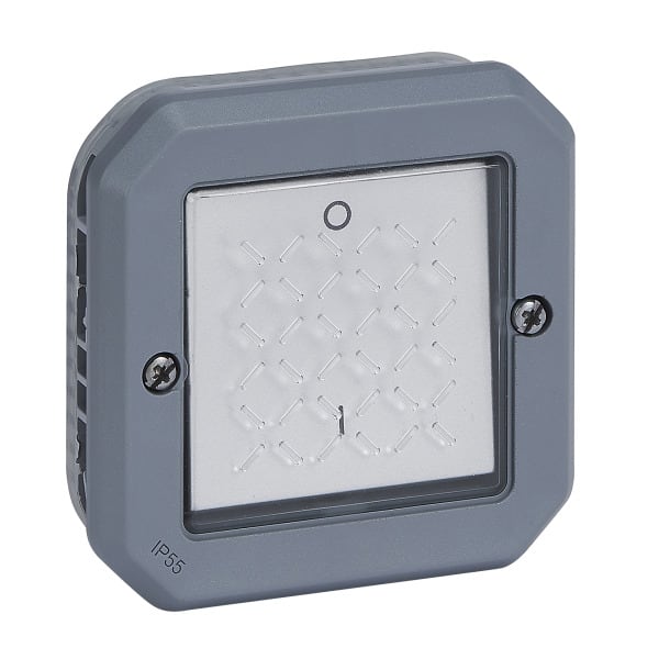 LEGRAND - Plexo New Einsatz 2-poliger Schalter 16 AX, Steckklemmen (SL), IP 55, IK08, Grau