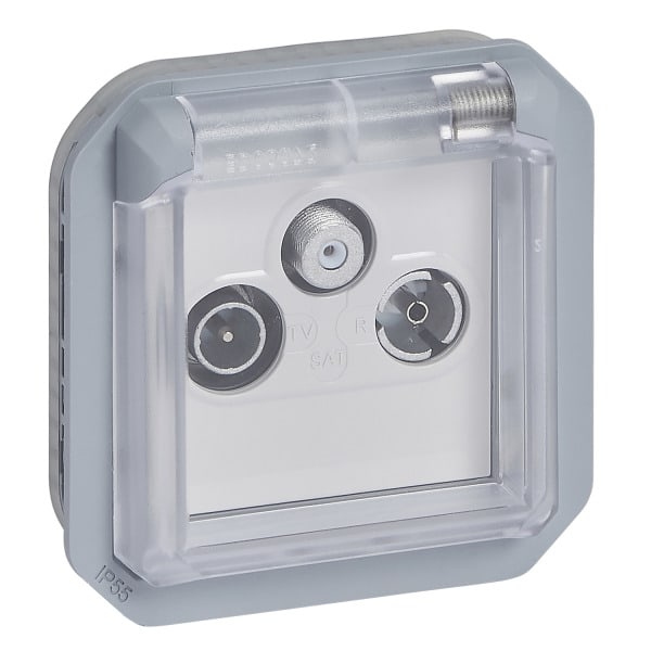 LEGRAND - Plexo New Einsatz TV-R-SAT DVBT, UHD-TV, SAT, Kabel-TV, Gehäuse Klasse A, Grau