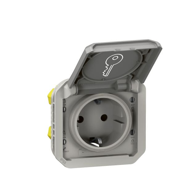 LEGRAND - Plexo New Einsatz SSDO Steckklemmen, inkl Schloss ungleich EB, IP44, IK 08, Grau