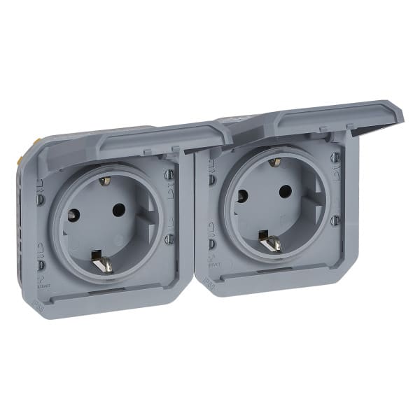 LEGRAND - Plexo New Einsatz 2fach vorverdrahtete SSDO horizontal, SL, EB, IP44, IK08, Grau