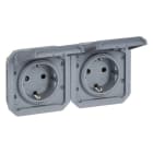 LEGRAND - Plexo New Einsatz 2fach vorverdrahtete SSDO horizontal, SL, EB, IP44, IK08, Grau