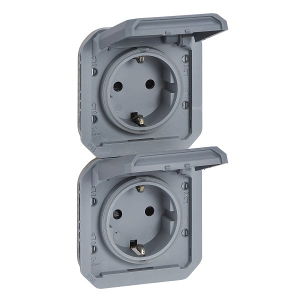 LEGRAND - Plexo New Einsatz 2fach vorverdrahtete SSDO vertikal, SL, EB, IP44, IK08, Grau