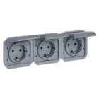 LEGRAND - Plexo New Einsatz 3fach vorverdrahtete SSDO horizontal, SL, EB, IP44, IK08, Grau