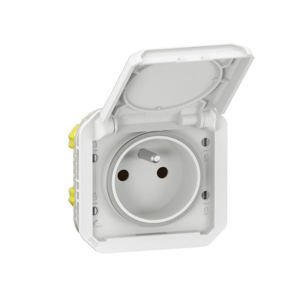 LEGRAND - Plexo New FRUP Steckdose F/B Std Steckklemmen EB, IP55, IK 08, Ultraweiß