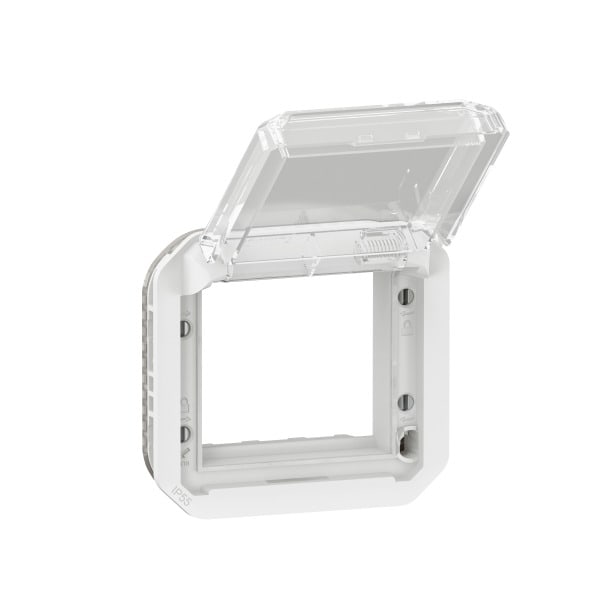 LEGRAND - Plexo New Einsatz Mosaic Adapter mit transparentem Klappdeckel Ultraweiß