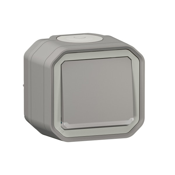 LEGRAND - Plexo New FRAP Wechselschalter Kontroll 10 AX, Steckklemmen, IP 55, IK 08, Grau