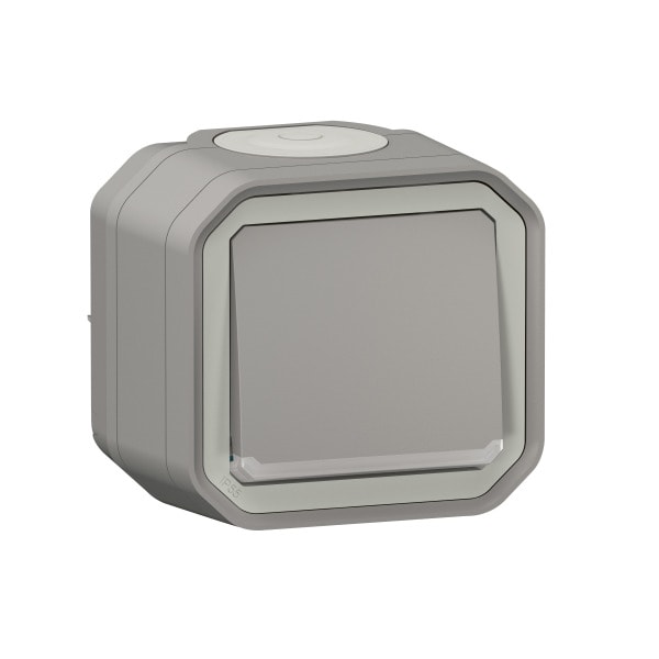 LEGRAND - Plexo New FRAP Wechselschalter beleuchtet 10AX, Steckklemmen, IP55, IK08, Grau