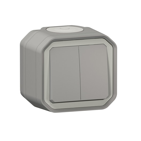 LEGRAND - Plexo New FRAP Serienschalter 10 AX, Steckklemmen, IP55, IK08, Grau