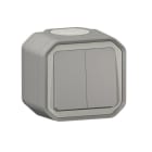 LEGRAND - Plexo New FRAP Doppelwechselschalter 10AX/Taster 10A, Steckklem, IP55,IK08, Grau