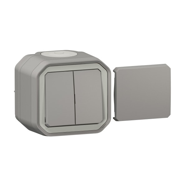 LEGRAND - Plexo New FRAP Multifunktionsschalter 10AX/Taster 10A, Steckklem, IP55 IK08,Grau
