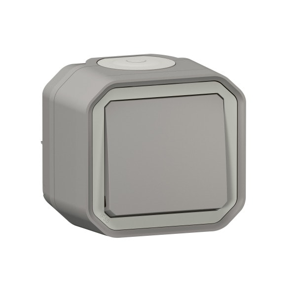 LEGRAND - Plexo New FRAP Taster 10 A, Steckklemmen (SL), IP 55, IK 08, Grau