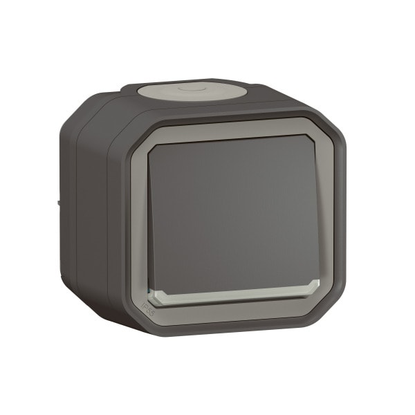 LEGRAND - Plexo New FRAP Wechselschalter Kontroll 10AX, Steckklemmen,IP55,IK08, Anthrazit