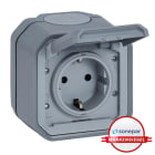 LEGRAND - MS! Plexo New FRAP Schutzkontakt-Steckdose Steckklemmen (SL) EB,IP44,IK 08,Grau