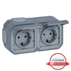 LEGRAND - MS! Plexo New FRAP 2-fach vorverdrahtete SSDO horizontal,SL,EB,IP44,IK 08,Grau