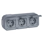 LEGRAND - Plexo New FRAP 3-fach vorverdrahtete SSDO horizontal, SL, EB, IP44, IK 08, Grau