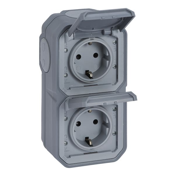 LEGRAND - Plexo New FRAP 2-fach vorverdrah SSDO vertikal Steckklemmen EB, IP44, IK08, Grau