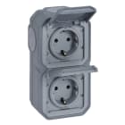 LEGRAND - Plexo New FRAP 2-fach vorverdrah SSDO vertikal Steckklemmen EB, IP44, IK08, Grau