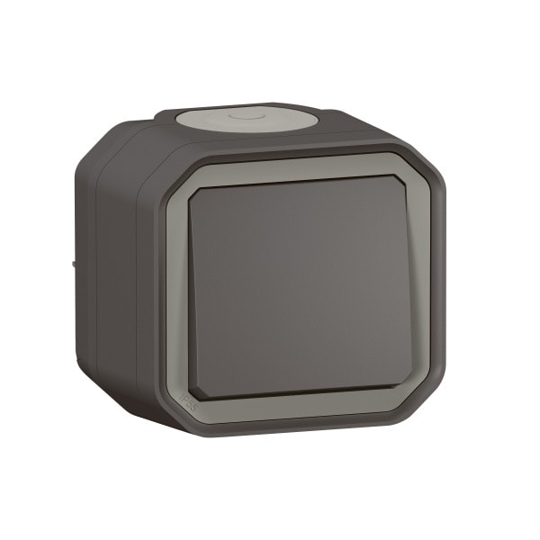 LEGRAND - Plexo New FRAP Wechselschalter 10 AX, Steckklemmen (SL), IP 55, IK 08, Anthrazit