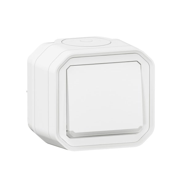 LEGRAND - Plexo New FRAP Taster beleuchtet 10 A, Steckklemmen (SL), IP 55, IK08, Ultraweiß