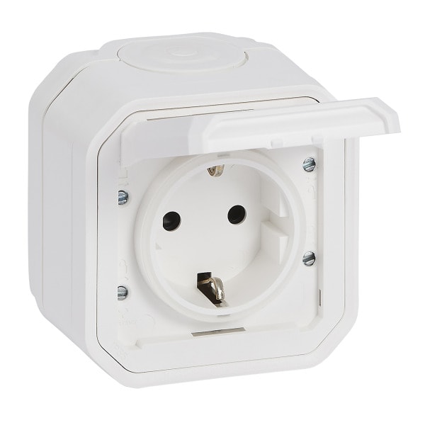 LEGRAND - Plexo New FRAP Schutzkontakt-Steckdose, Schraubklemmen, EB, IP44 IK08, Ultraweiß