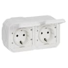 LEGRAND - Plexo New FRAP 2fach vorverdrahtete SSDO horizontal SL, EB, IP44 IK08, Ultraweiß