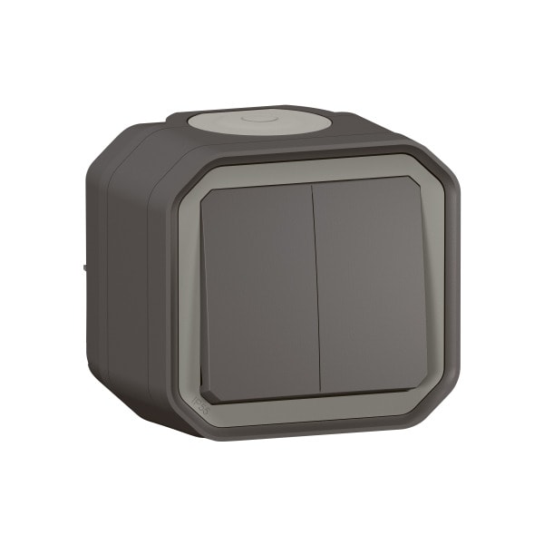 LEGRAND - Plexo New FRAP Doppelwechselschalter 10AX/Taster 10A SL , IP55,IK08, Anthrazit