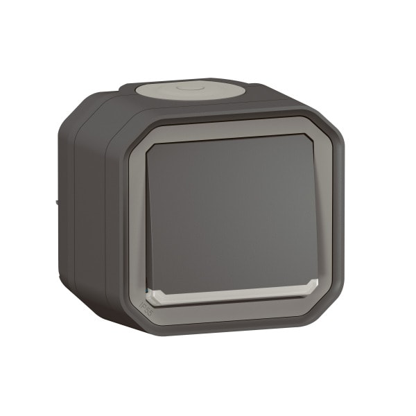 LEGRAND - Plexo New FRAP Taster beleuchtet 10 A, Steckklemmen (SL), IP 55, IK08, Anthrazit